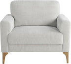Studio Living® Matthew 39.8" Arm Chair, Mid-Century Modern, Pocket Coil Comfort, Metal Brushed Bronze Legs, Chenille Fabric, Ivory