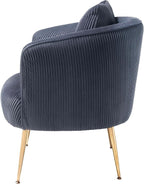 Art Leon Velvet Accent Chair, Upholstered Modern Single Sofa Chair, Comfy Barrel Chair with Golden Metal Legs for Living Room Bedroom, Gray