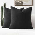 FUTEI Pack of 2 Black Decorative Throw Pillow Covers 20x20 Inch Soft Cozy Solid Boucle Textured Cushion Case,Modern Home Decor for Couch Bed Living Room