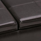 SIMPLIHOME Avalon 42 inch Wide Contemporary Rectangle Storage Ottoman in Tanners Brown Vegan Faux Leather, Assembled, for the Living Room, Entryway and Family Room