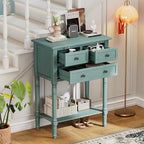 Knocbel Slim Antique Entry Console Table with 3 Drawers & Bottom Open Shelf, Solid Wood Narrow Sofa Couch Table for Entryway Hallway Living Room 23.7" W x 13" D x 31.4" H Light Blue