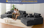 MAXYOYO Sectional Sofa Couch and Chaise Lounge, L Shaped Modern Cloud Couch with Ottoman, Comfy Sofa with Layered Cushion, Tufted Upholstered Sleeper Chair for Living Room, No Assembly Required