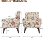 Accent Chairs Set of 2, Modern Fabric Armchairs for Living Room, Comfy Upholstered Arm Chairs Tufted for Indoor Bedroom Office Room (Pattern Floral)
