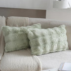 Neelvin Green Faux Fur Cozy Soft Double-Sided Decorative Throw Pillow Covers 12x20 inch Set of 2,Velvet Pillowcase Cushion Case for Sofa Couch