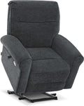 MCombo Dual Motor Power Lift Recliner Chair with Massage and Heat for Elderly, USB Ports, Lay Flat, Fabric 7666 (Dark Grey)