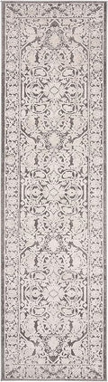 SAFAVIEH Reflection Collection Runner Rug - 2'3" x 8', Dark Grey & Cream, Non-Shedding & Easy Cleaning, Ideal for Living Room, Bedroom (RFT665B)
