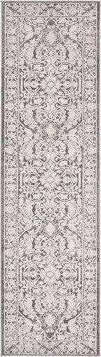 SAFAVIEH Reflection Collection Runner Rug - 2'3" x 8', Dark Grey & Cream, Non-Shedding & Easy Cleaning, Ideal for Living Room, Bedroom (RFT665B)