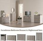 Farmhouse 6 Drawers Dresser for Bedroom, 43" Tall Wood Chest of Drawers with Deep Drawers & Bar Handles, Modern Dresser TV Stand, Rustic Wooden Closet Storage Organizer for Living Room, Hallway, Grey
