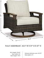Signature Design by Ashley Paradise Trail Outdoor Swivel Upholstered Lounge Chair with All Weather Cushion, Set of 2, Cleanable Performance Fabric, Beige