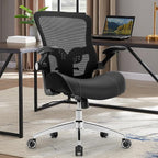 Big and Tall Office Chair, 400lbs Ergonomic Desk Chair with Wide 3D Modeling Foam Seat Cushion Mesh Computer Chair with Lumbar Support, Heavy Duty Executive Task Chair for Home Office, Black