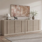 Buffet Cabinet with Storage, 120" Fluted Sideboard with 8 Drawers & 4 Door–Modern Accent Buffet Cabinet with Adjustable Shelves, Credenza Storage Cabinet for Kitchen Living Room, White Alder(2PC)