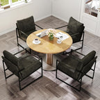 CANMOV Modern Accent Chair Set of 4, PU Leather Armchair with Metal Frame,Comfy Single Reading Chair with Soft Padded Backrest and Cushion for Living Room, Bedroom,Reading Room,Office,Dark Grey
