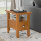SIMPLIHOME Acadian 14-inch Wide Narrow End Table with Drawer and Open Shelf in Light Golden Brown for Living Room or Bedroom
