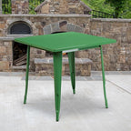 Flash Furniture Felix Commercial Grade 31.5" Square Green Metal Indoor-Outdoor Table