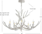 JONATHAN Y JYL6300B Eldora 30" Adjustable Resin Antler 5-Light LED Chandelier, Glam, Rustic,Cottage,Transitional, Dimmable Dining Room, Living Room, Kitchen, Foyer, Bedroom, White