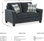 Signature Design by Ashley Abinger Chenille Contemporary Loveseat with 2 Accent Pillows, Dark Gray