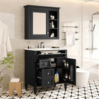 30" Bathroom Vanity with Matching Medicine Cabinet, Modern Sink Storage Cabinet with Drawers, Soft Closing Doors and Shelf, Bathroom Vanities with Sink & Mirror