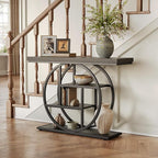 LITTLE TREE Console Table, 4-Tier Entryway Table, 41.3-Inch Industrial Sofa Table for Living Room, Foyer Hallway Table for Entrance, Deep Grey and Black