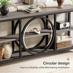 Tribesigns 70.9 Inch Extra Long Console Table for Entryway, Sofa Table Behind Couch with 3 Tier Wood Storage Shelves Industrial Metal Frame for Living Room Hallway Entryway, Black Rustic Gray