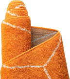 Unique Loom Trellis Frieze Collection Area Rug - Geometric (8' Round, Orange/ Ivory)