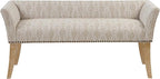 Madison Park Accent Bench for Living Room, Upholstered with Nailhead Trim, & Padded Seat Entryway Bench Small, End of Bed Bench with Back, 49.5" W x 19.25" D x 23" H, Taupe Multi