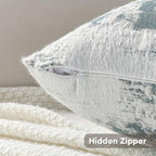 FUTEI Teal White Decorative Throw Pillow Covers 22x22 Inch Set of 2,Soft Faux Cashmere Jacquard - Textured & Cozy Cushion Case,Modern Home Decor for Couch Bed Living Room