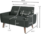 48" Small Loveseat Sofa, Mid Century Modern Love Seat Couch with Back Cushions and Plastic Legs, 2 Seater Couches for Living Room, Bedroom, Small Spaces