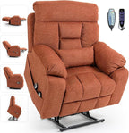 Power Lift Chair Recliners for Elderly with Heated and Massage, 4 Motor Headrest, Lumbar Independent Adjustment Power Lift Recliner with Hidden Cup Holder、Side Pocket、Back Pillow