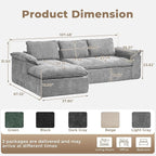 Modular Sectional Sofa, 107.5" L-Shaped Boneless Couch with Deep Seat, Modern Minimalist Upholstered Cloud Sectional Couch for Living Room Bedroom, No Assembly Required, Light Gray Chenille