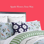 Kate Spade New York Spade Floral Decorative Pillow, 20" x 20" Throw Pillow for Bed or Sofa, Textured Polyester and Cotton Blend Cover, Navy, 20 x 20