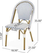Christopher Knight Home Philomena Outdoor French Bistro Chair (Set of 4), Blue + White + Bamboo Print Finish