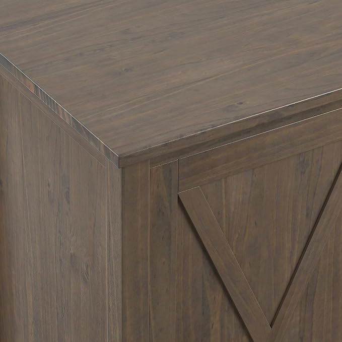 SIMPLIHOME Ela Solid Wood and Pine 54 inch x 18 inch Rectangle Transitional Sideboard with Wine Storage in Smoky Brown for The Dining Room and Kitchen
