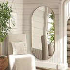 ANDY STAR Gold Bathroom Mirror 60 x 30 Inch, Full Length Mirror, Oval Vanity Mirror, Pill Shaped Mirror in Stainless Steel 1’’ Deep Wall Mounted Vertical/Horizontal