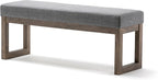 SIMPLIHOME Milltown 45 inch Wide Contemporary Rectangle Large Ottoman Bench in Grey Linen Look Fabric, Assembled, for the Living Room and Bedroom