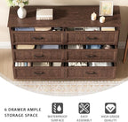 CARPETNAL Farmhouse Dresser and Nightstand Sets for Bedroom, 4 Pcs Bedroom Set, 5 Drawer & 6 Drawer Dresser and Nightstand Set of 2, Wood Chest of Drawers for Living Room, Entryway, Brown