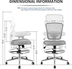 Drafting Chair, Tall Office Chair for Standing Desk, Drafting Stool with Lumbar Support, Adjustable Height and Foot Ring, Grey