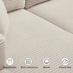 PELUMY 108.7" L-Shaped Modular Sectional Sofa with Oversized Chaise, Cloud Couch with Memory Foam, No Assembly Required Sleeper Sofa for Small Space Living Room, Apartment (Beige, Corduroy)