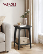 VASAGLE MAEZO Collection - Side Table, 2-Tier Small Square End Table, Nightstand with Tapered Legs, Curved Transitions, for Small Spaces, Living Room, Bedroom, Charcoal Gray ULET236B01