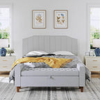 King Size Headboard Only, Linen Upholstered Headboard King/California King Size Wall Mount and Bed Frame Mount, Featuring High-Density Sponge Padding Easy Assembly Comfort Style-Linen Gray