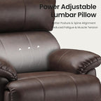 COLAMY Triple Motors Power Recliner Chair with Power Headrest & Lumbar Support Independent Adjustment for Living Room, Leather Electric Recliner Sofa Chair, Dark Brown