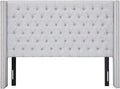 Madison Park Queen Button Tufted Headboard, Adjustable Upholstered Transitional Wingback Headboard, Nailhead Trim, Wooden Frame, Black Metal Legs, Flush Flat Back, Vintage Bedroom Décor Amelia - Grey