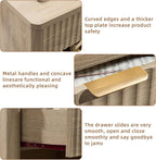 LEYAOYAO 31" Wide Fluted Nightstand with Charging Station, Oversized Extra Large 1 Drawer Night Stand with Golden Handle, Grey Wood Bedside Table Tall End Tables,for Bedroom, Living Room, Hallway