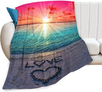 Love Ocean Beach Blanket - Gifts for Women, Men, Loved Ones - Soft Warm Cozy Fleece Throw for Kids, Adults - Couch, Sofa, Bed - 40"x50"