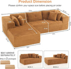 Modular Sectional Sofa, L Shaped Comfy Cloud Couch with Deep Seat, Boneless Couch for Living Room, Modern Sectional Sleeper with Chaise, No Assembly Required, Sofa in A Box, Brown Corduroy