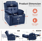 MCombo Large Triple Motor Power Lift Recliner Chair with Massage and Heat for Elderly People, Adjustable Headrest, Infinite Position, USB Ports, Fabric 7662 (Navy Blue, Large)