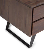 SIMPLIHOME Lowry SOLID ACACIA WOOD and Metal 22 inch Wide Square Modern Industrial Side Table in Distressed Charcoal Brown for the Living Room and Bedroom