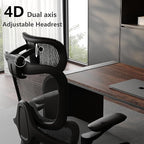 Ergonomic Office Chair, Big and Tall Mesh Computer Gaming Chair with Headrest, Work Chair with Adaptive Lumbar Support, 5D Armrest,90-130°Tilt, Model Zen (All Black)