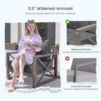 UDPATIO 6 Piece Aluminum Patio Furniture Set 7 Seats Modern Outdoor Furniture Faux Wood Grain Patio Conversation Sets with Olefin Fabric Thick Cushions, 600D Waterproof Cover Included, Dark Grey