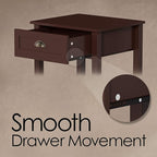 Side Table - Wooden Night Stand with Drawer and Open Storage Shelf - Shaker Style Bedroom or Living Room Furniture - Use as Bedside or End Table by Lavish Home (Brown)