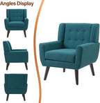 Accent Chair, Modern Fabric Armchair for Living Room, Comfy Upholstered Arm Chair Tufted for Indoor Bedroom Office Room (Light Blue)